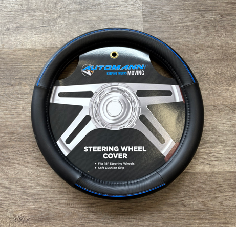 Steering Wheel Cover Black/Blue 18" 562.99009SWC-B