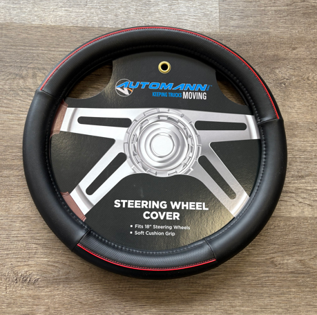 Steering Wheel Cover Black/Red 18" 562.99009SWC-R