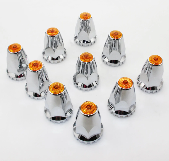 33MM Chrome Lug Cover Screw On Amber Reflector 10 Pack 562.A4032A-BX10