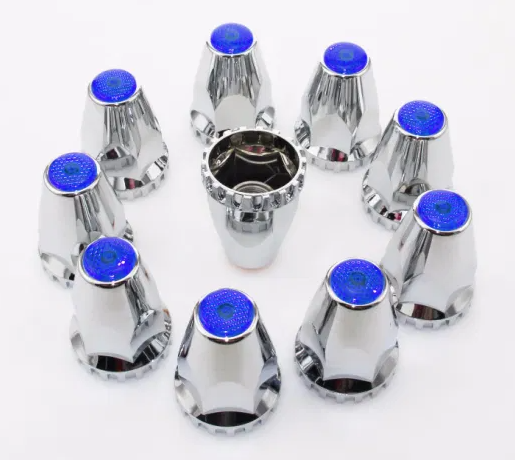 33MM Chrome Lug Cover Screw On Blue Reflector 10 Pack 562.A4032B-BX10