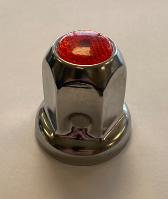 33MM Chrome Steel Lug Cover Push On Red Reflector 562.A4033R