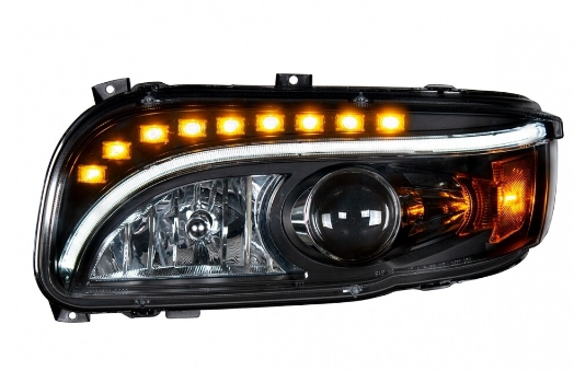 Peterbilt 388 389 Projection Headlight with LED Turn Light Passenger Side Blackout