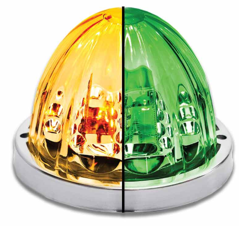 Watermelon LED Light Clear Glass Lens Amber/Green 571.LD323AG4