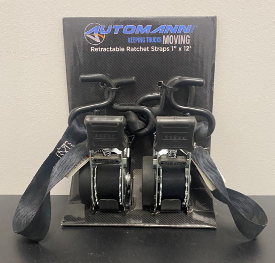 Retractable Ratchet Strap Pair 1" x 12' 573.A115RRS-2DP