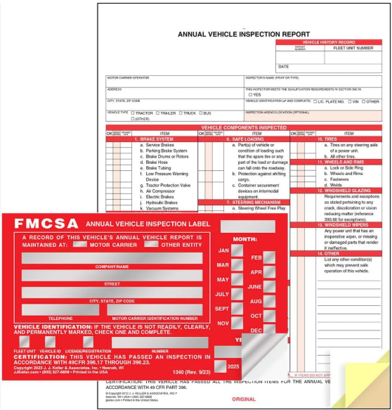 DOT Form And Red Inspection Label Kit