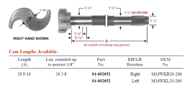 Camshaft 1-1/2-28 X 26.50" LH 123.282616.03