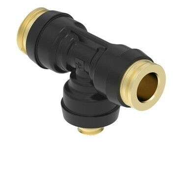 thumbnail image 2 of Numatics Push To Connect Union Tee Fittings – 3/8" Hose X 3/8" Hose, 2-Pack, Made In Italy 2 of 4