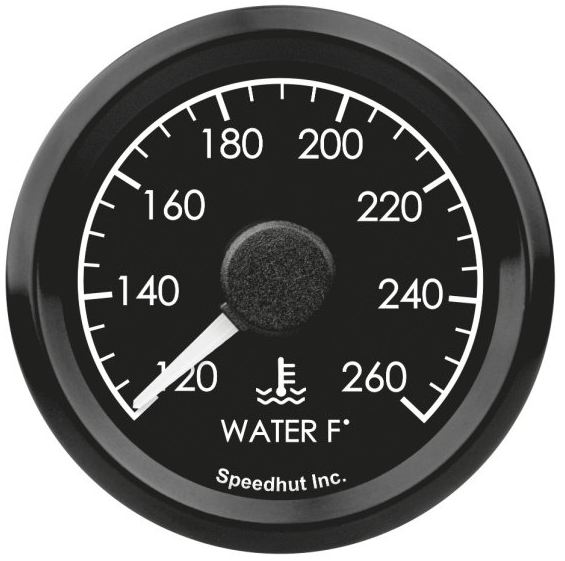 120-260 Degree Coolant Temperature Gauge Black Bezel 178.1007