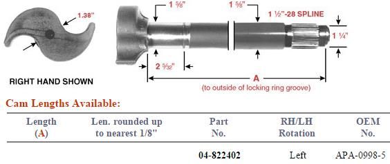 Camshaft 1-1/2-28 X 23.875" LH 121.282328.01