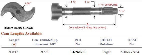 Camshaft E-9068 E-9068A 1-1/2-28 X 9.438