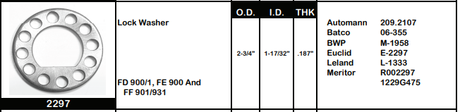 Axle Spindle Washer E-2297 209.2107