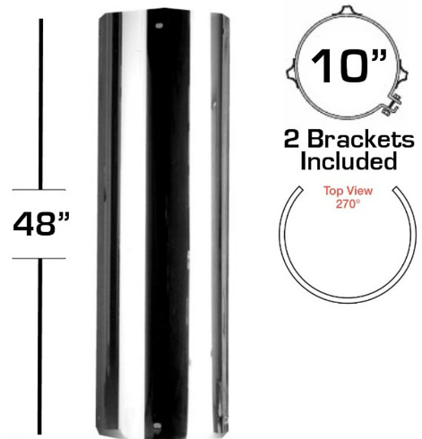 10" X 48" 270 Degree Heat Shield Kit Solid 562.U63102SS