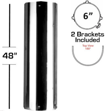 6" X 48" 180 Degree Heat Shield Kit Solid 562.U6361SS