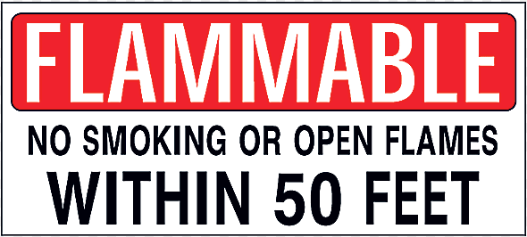 12" X 27" Flammable No Smoking Decal 571.D114