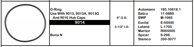 Hub Cap O-Ring E-05500 180.10618.1