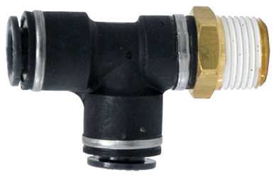 PTC Male Run Tee 1/4 Tube X 3/8 NPT QL1371-4C KV2Y07-36S