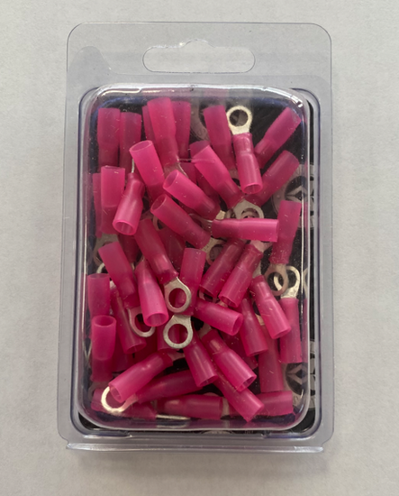 200 Pack Insulated Vinyl Ring Terminals - 22-16 Gauge #10 Stud - Tin Copper Core