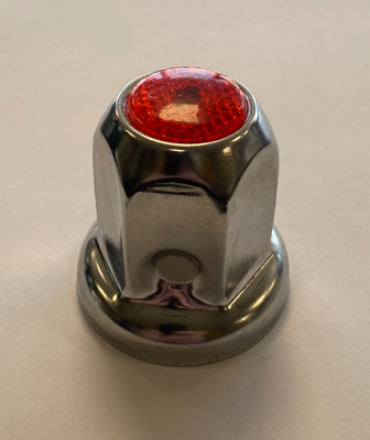 33MM Chrome Lug Cover Push On Red Reflector 562.A4033R