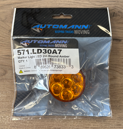 Amber LED 2" Round Marker Lamp 7 Diode 571.LD30A7