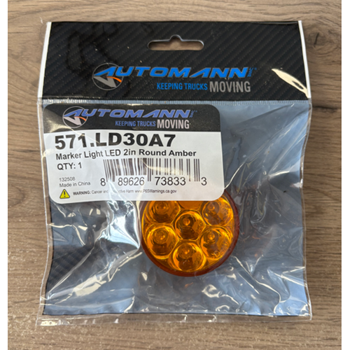 Amber LED 2" Round Marker Lamp 7 Diode 571.LD30A7