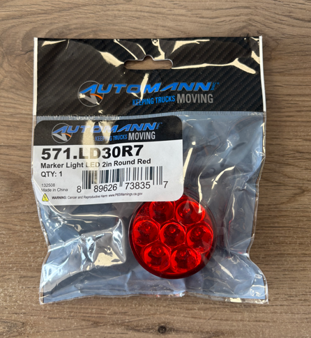 Red LED 2" Round Marker Lamp 7 Diode 571.LD30R7