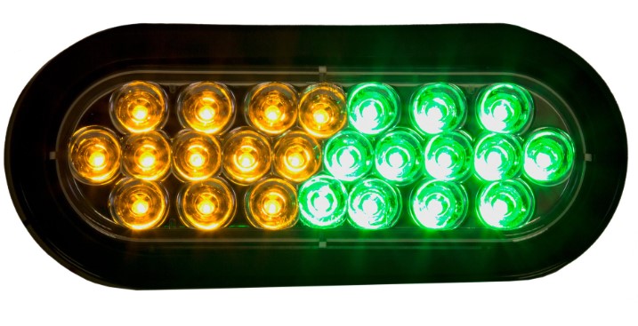 Amber/Green LED 6" Oval Strobe Light 571.LD68CAG24-1K