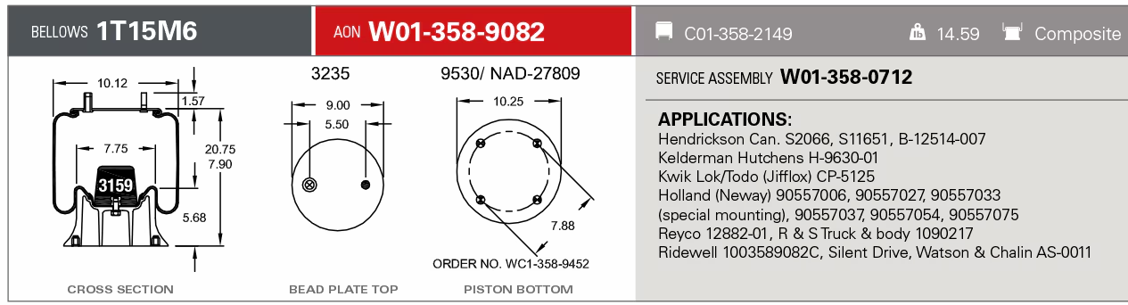 9082 Air Bag AB1DK23K-9082A Aluminum Base