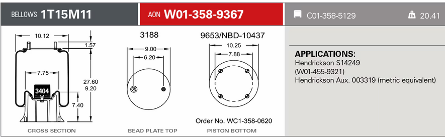 9367 Air Bag 566.ER9367S HDV9367