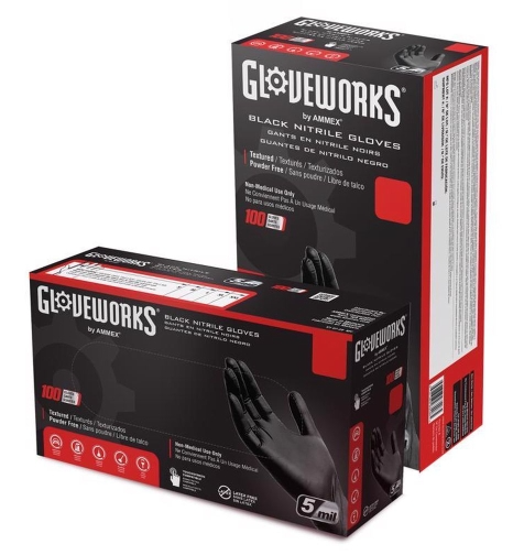 Gloveworks Black Nitrile Gloves Large GPNB46100