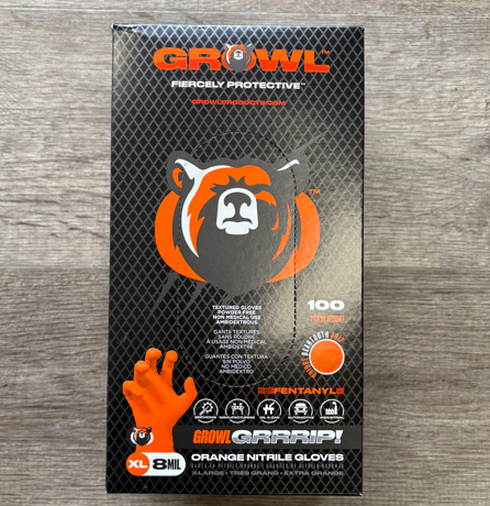 Growl Orange Textured Xtra Large Nitrile Gloves 8 MIL GR-060416