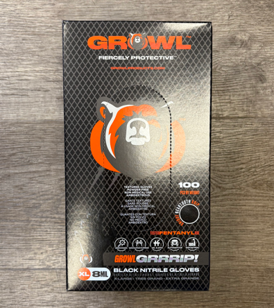 Growl Black Textured Xtra Large Nitrile Gloves 8 MIL GR-060316
