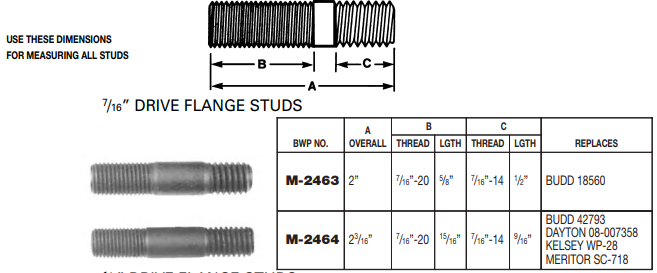 7/16 Drive Flange Stud E-5796 207.1001