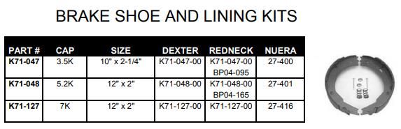 Brake Shoe And Lining Kit 3.5K K71-047