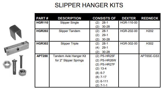 Slipper Hanger Kit APT288