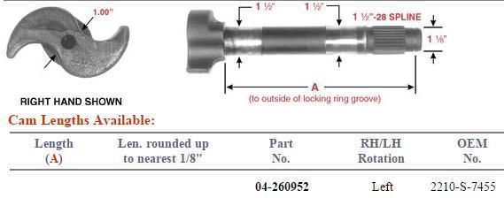 Camshaft E-9067 E-9067A 1-1/2-28 X 9.438" LH 122.280914.03