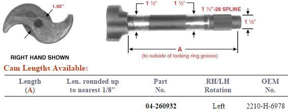 Camshaft E-9065 1-1/2-28 X 9.313" LH 122.280908.01