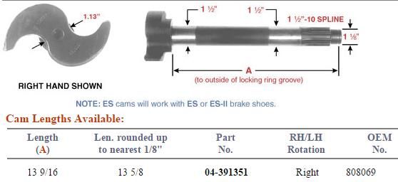 Camshaft E-10912 1-1/2-10 X 13.469" RH 120.101315.02