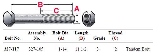Tandem Bolt Assemblies (4) 327-105