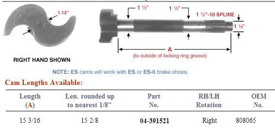 Camshaft E-10914 1-1/2-10 X 15.125" RH 120.101502.02