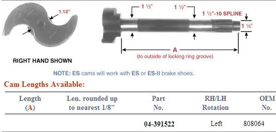 Camshaft E-10913 1-1/2-10 X 15.125" LH 120.101502.01