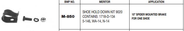 Brake Shoe Hold Down Kit M-850