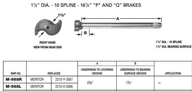 Camshaft E-4705A 1-1/2-10 X 6.375" LH M-988-L