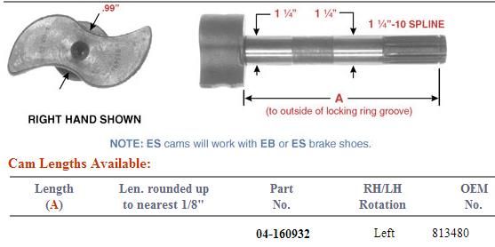 Camshaft E-9030 1-1/4-10 X 9.188" LH M-4028-L