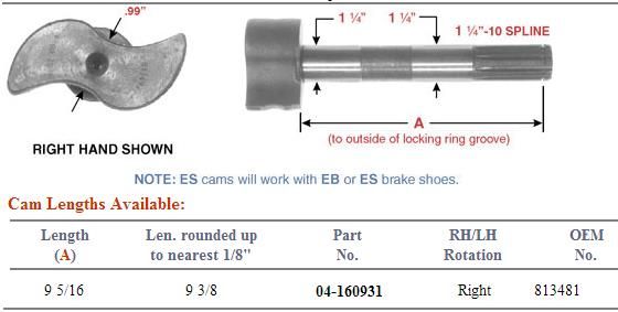 Camshaft E-9031 1-1/4-10 X 9.188" RH M-4028-R