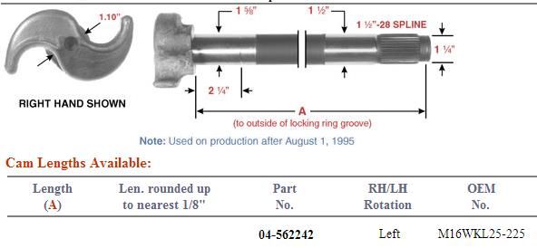 Camshaft 1-1/2-28 X 22.375" LH M-4100-L