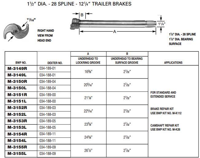 Camshaft E-10929 1-1/2-28 X 26.50" LH M-3155-L