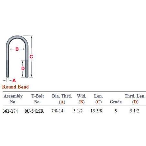 Round Bend U-Bolt Kit 361-174 UKRD716312G8