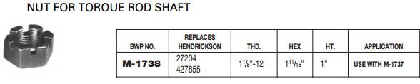 Hendrickson Torque Rod Shaft Nut E-1354 SN108