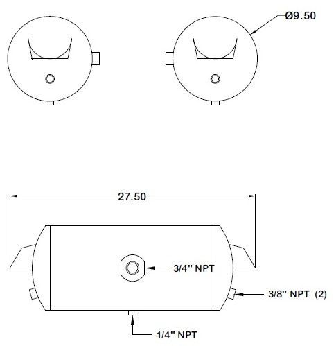 Air Tank 9.5" X 22.5" HT9501 172.2001H