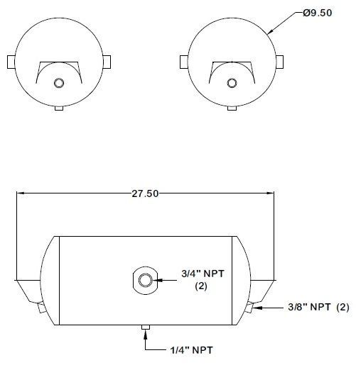 Air Tank 9.5" X 22.5" HT9508 172.2001A